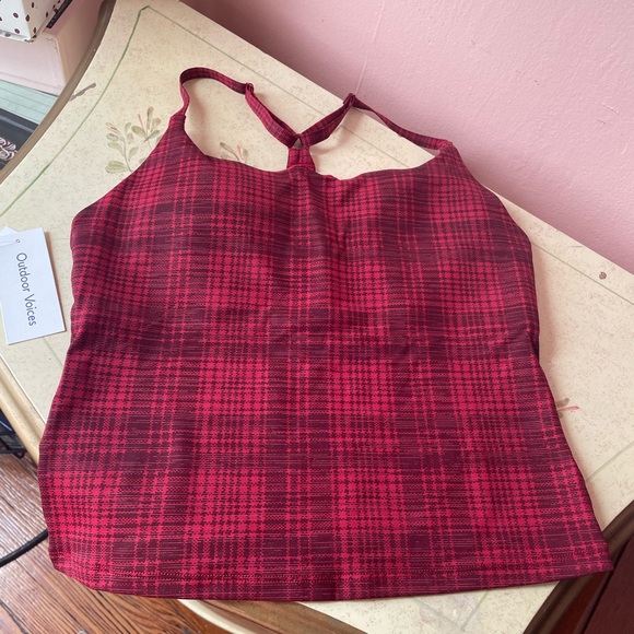 NWT outdoor voices pomegranate plaid  tank top - Picture 2 of 9